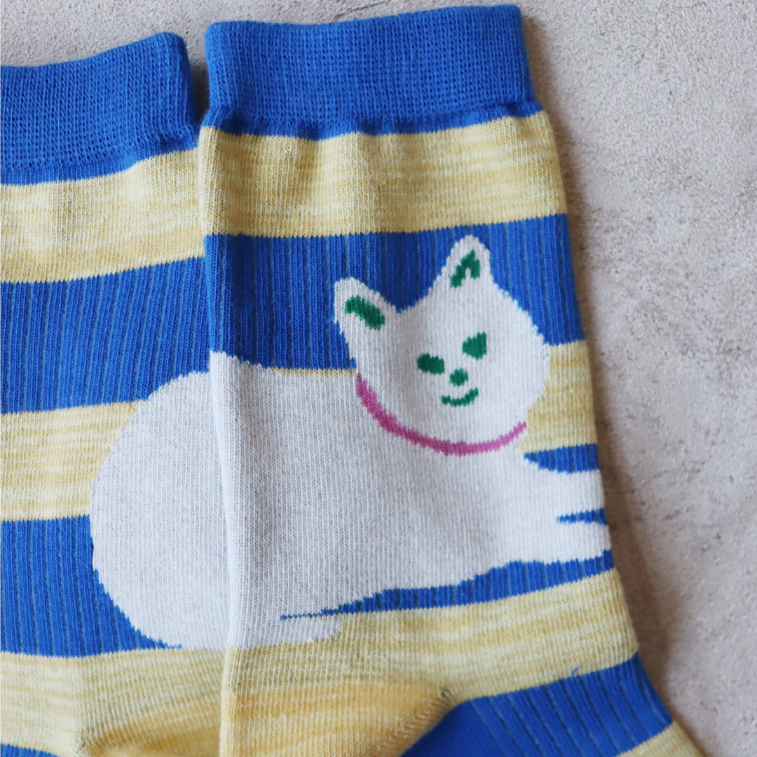 KIVISDOU|キビスドウ 2足組 おすわりキャット クルーソックス|K40907