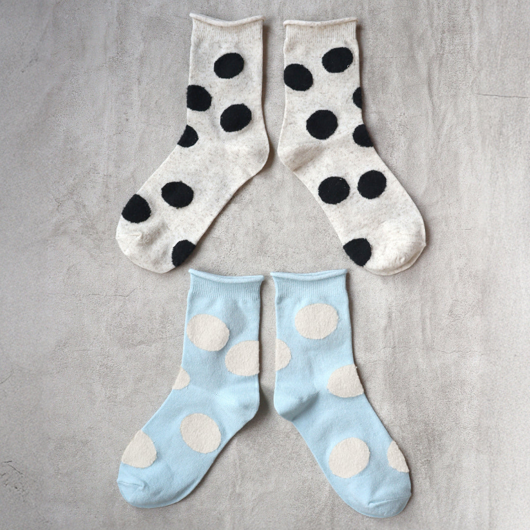 KIVISDOU|キビスドウ 2足組 リネン混 ドット ショートソックス|K30911