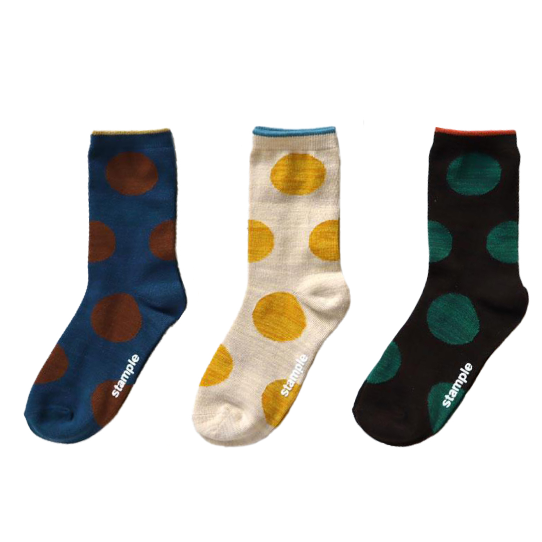stample スタンプル|【キッズ】3足組ニュアンスドット クルーソックス 靴下 おしゃれドット柄|73272