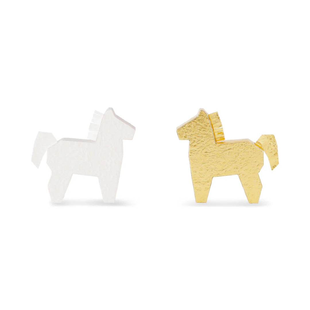 2026お正月飾りご予約商品|medetaya modern めでたやモダン|お正月飾り モダン置きかざり うま 2色セット(白・金)|おしゃれな玄関・デスク飾り|636000170