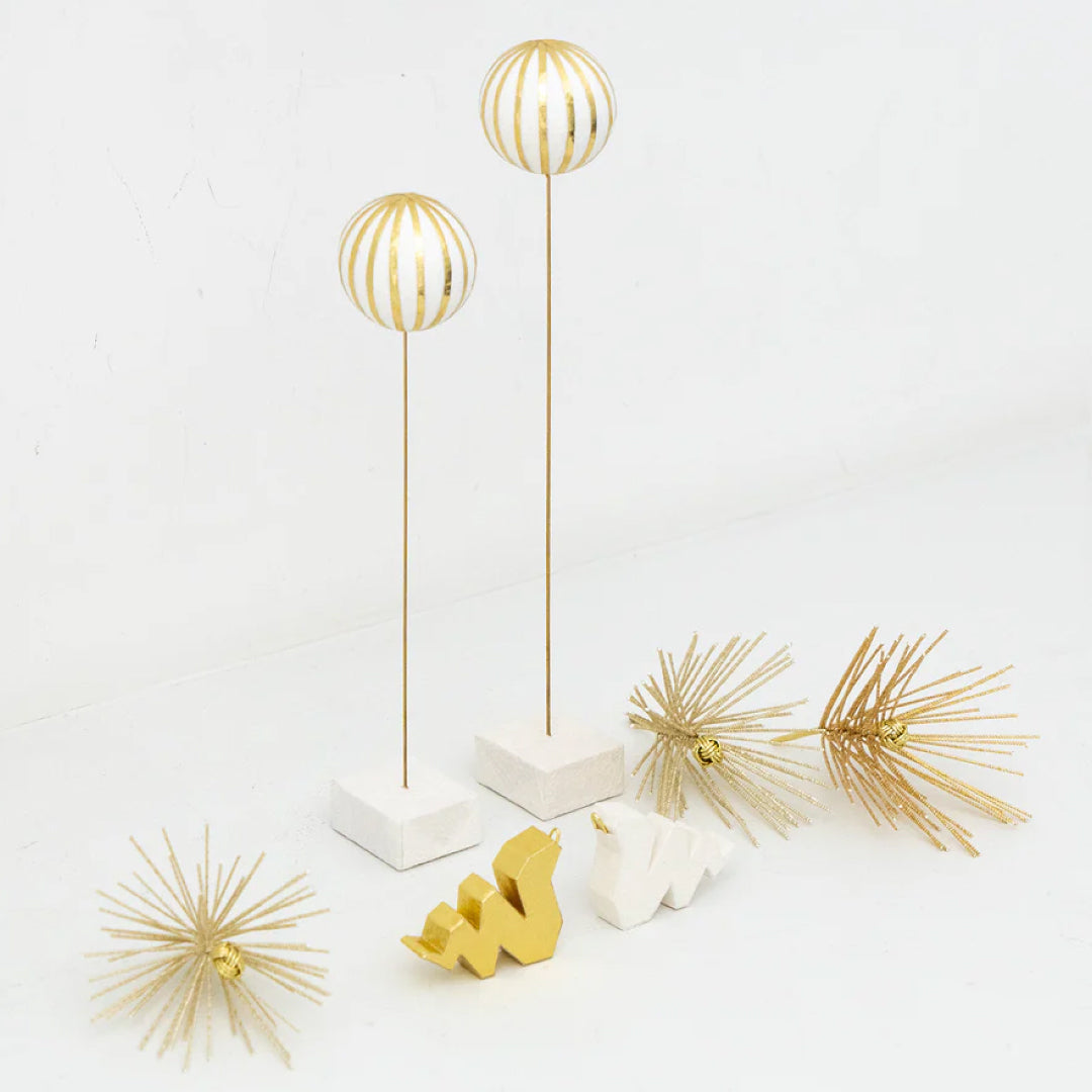 2026お正月飾りご予約商品|medetaya modern めでたやモダン|和紙 MARI置きかざり 金×白|モダンな正月・クリスマス飾り|テーブルコーディネート|636000158