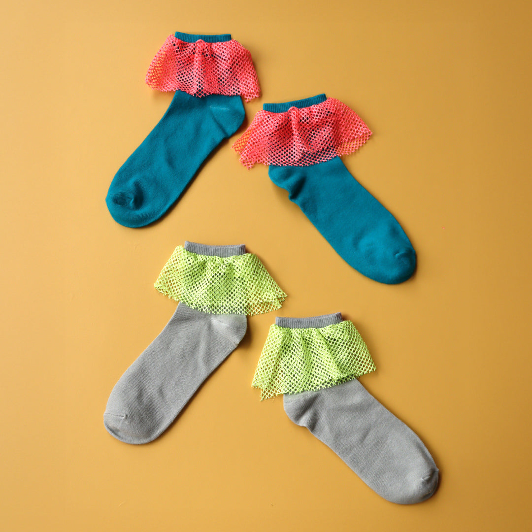 KIVISDOU|キビスドウ 2足組 ネオンレースショートソックス|K30914