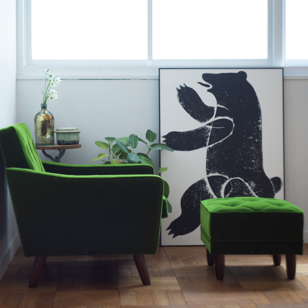 限定カリモク60|オットマン モケットブルー|Limited Edition