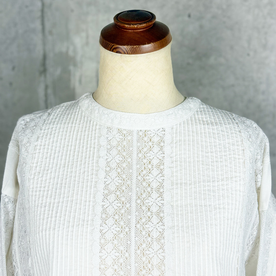 Fanaka ファナカ|リバーレースピンタック2wayブラウス 前後着用 インド綿100% ドロップショルダー |252-2011