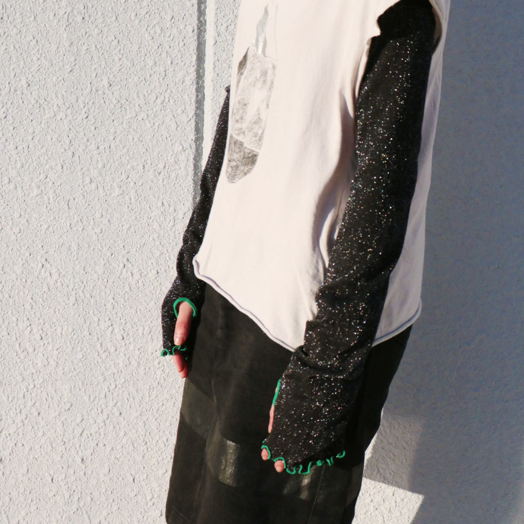 KIVISDOU|キビスドウ 紫外線対策 極細ラメ糸使用 UVカットスパークルアームカバー|K60772