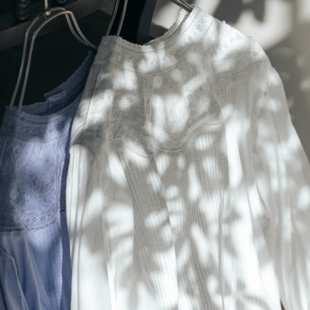 Fanaka ファナカ|リバーレースピンタック刺繍ブラウス アンティーク風 ハンド刺繍 スカラップ |232-2305