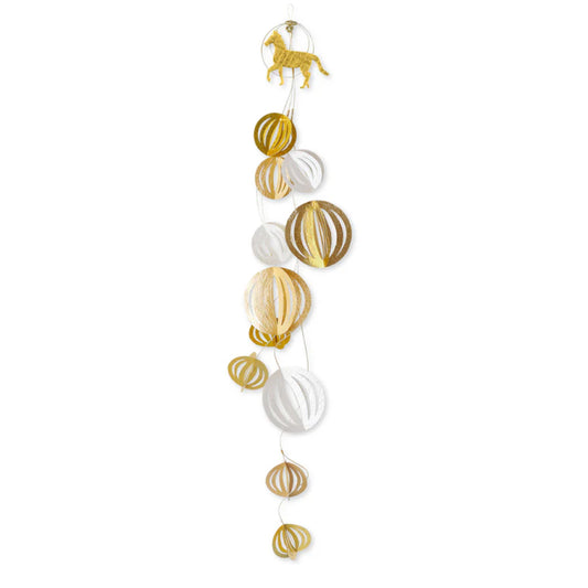 2026お正月飾りご予約商品|medetaya modern|和紙 MARI ガーランド うま(金・赤)|モダンなお正月飾り・吊るし飾り 約75cm|636000181、636000182