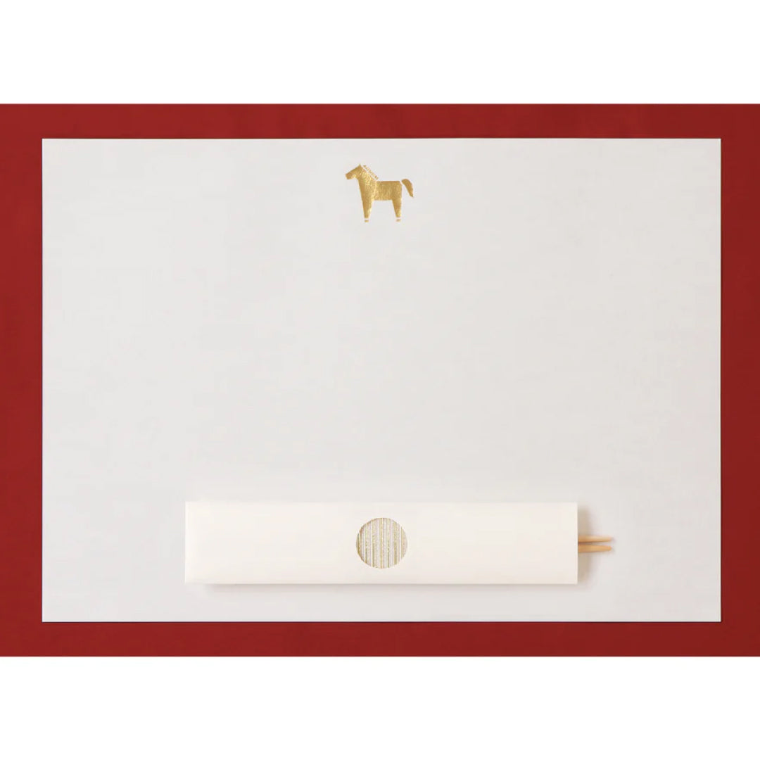 2026お正月飾りご予約商品|medetaya modern めでたやモダン|UMA 箔押しランチョン(生成/金)|モダンなテーブルマット・干支|お正月・祝いの席にも最適|636000184