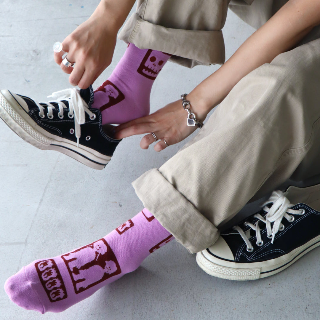 KIVISDOU きびす堂|【2足組】RAKUGAKI クルーソックス 靴下 レディース 個性的 |k41166