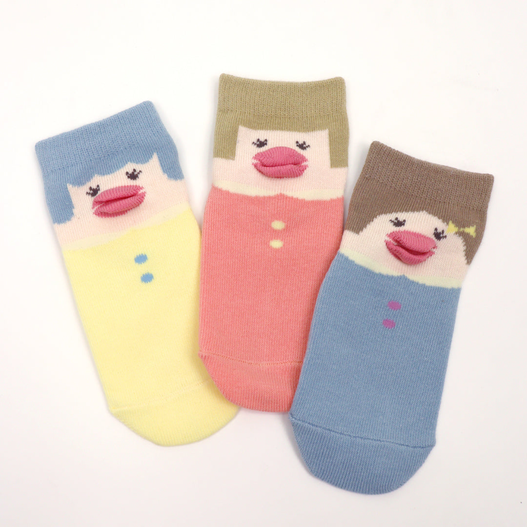 stample スタンプル|キッズ 3足組 ちゅちゅガールズ ソックス 靴下 レディース クルー丈 個性的 シュール |73316