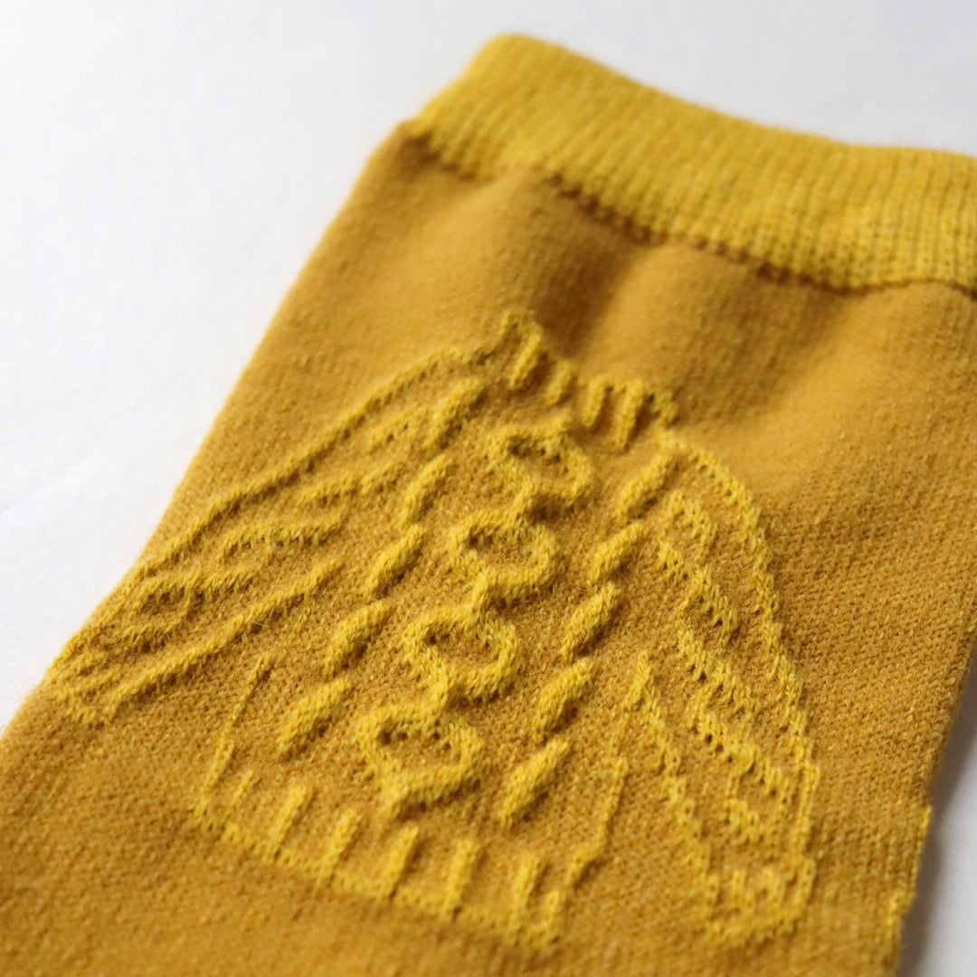 KIVISDOU きびす堂|2足組 ウール混クルーソックス|立体的な編み物柄で足元を彩るデザイン靴下|k41046