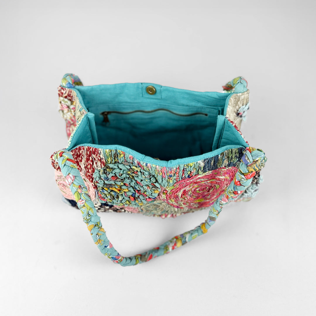 the shop ザショップ|ロリポップバッグ アップリケ 三つ編み ハンドメイドバッグ インド綿|8909207262476