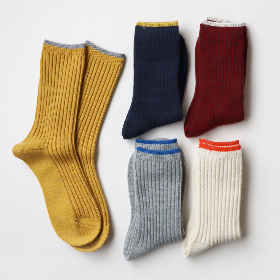 TAWARA タワラ|ウール混 ローゲージリブ クルーソックス|スニーカー、ブーツにも合わせやすい 少し厚手リブソックス|t41038