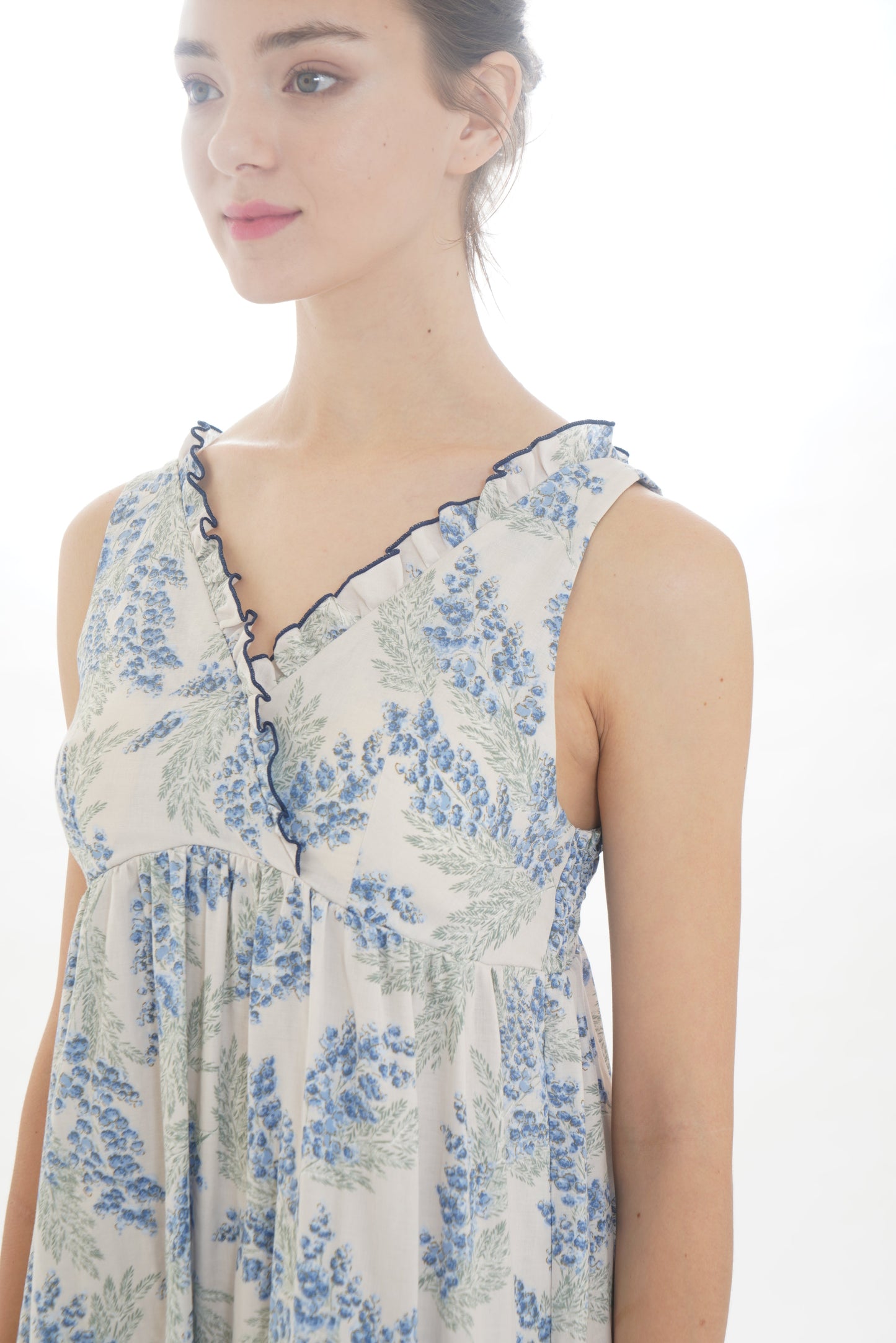 50/ダブルガーゼミモザライクノースリーブワンピース