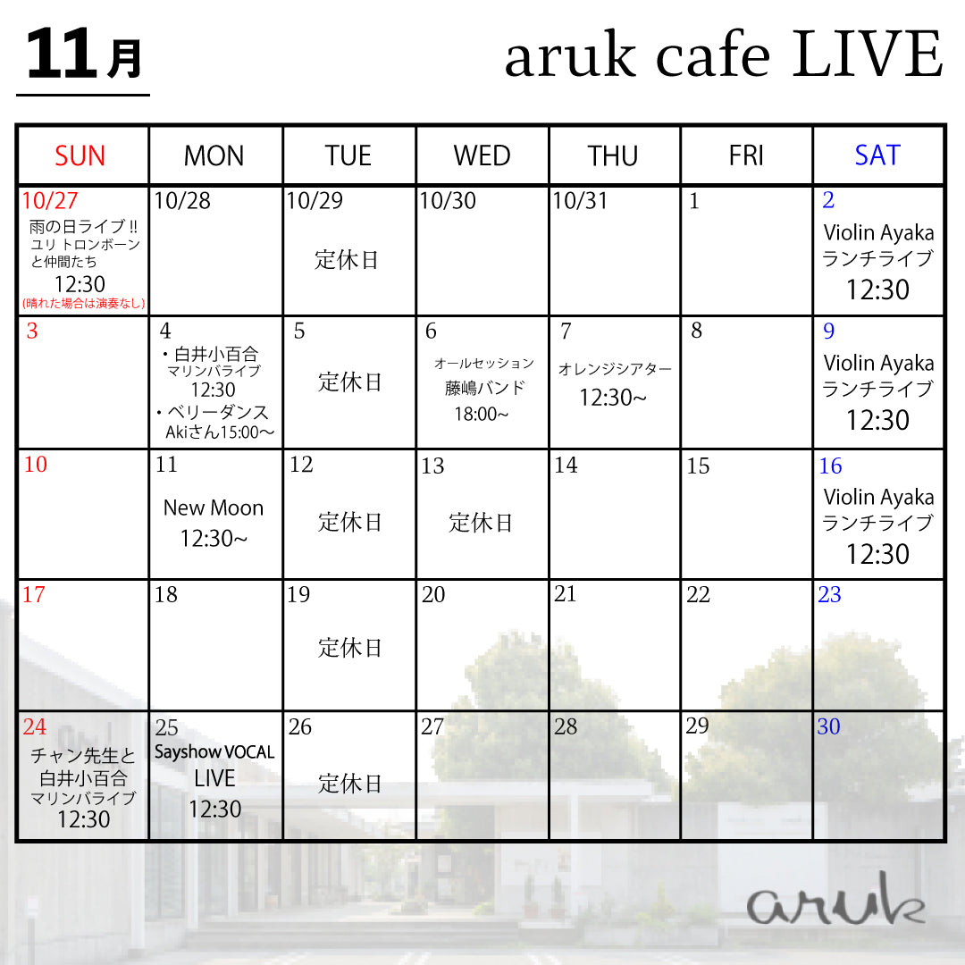 11月 aruk LIVE案内