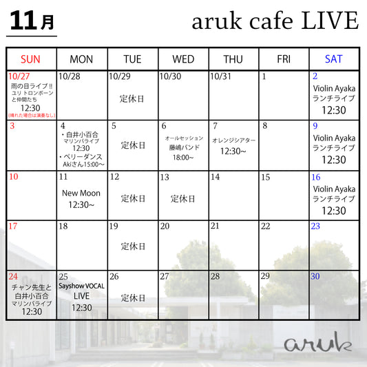 11月 aruk LIVE案内