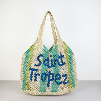THE JACKSONS ジャクソンズ｜ショルダーバッグ DREW SAINT TROPEZ ジュート ストライプ ナチュラル ハンドメイド ロンドン｜DREW-NA