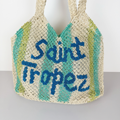 THE JACKSONS ジャクソンズ｜ショルダーバッグ DREW SAINT TROPEZ ジュート ストライプ ナチュラル ハンドメイド ロンドン｜DREW-NA