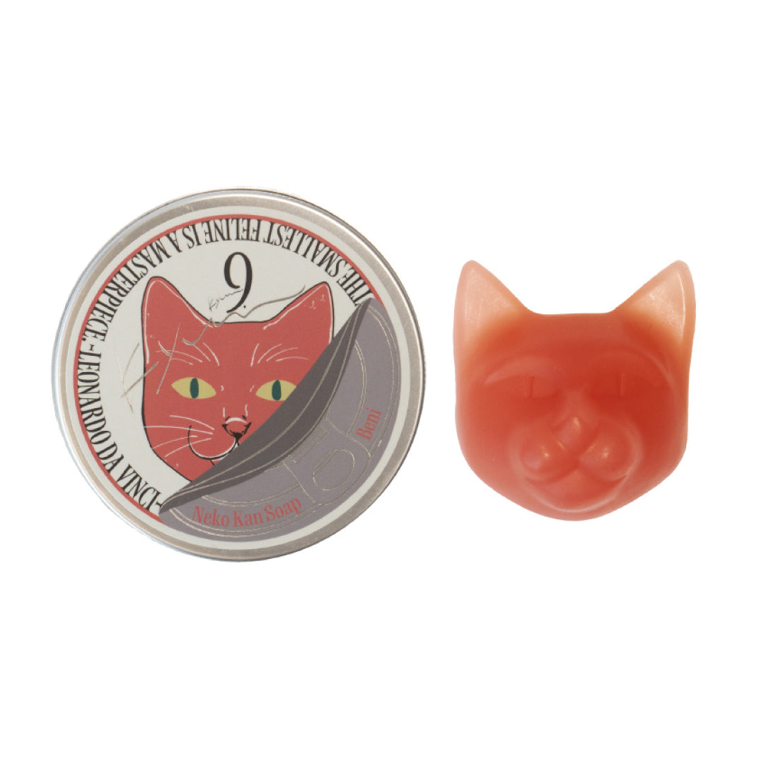 9.kyuu キュウ｜ネコ缶SOAP〜情熱・活力のあるネコ〜数秘No.1 《Beni》｜数秘で選ぶ！全身使える日本製オールインワン石鹸