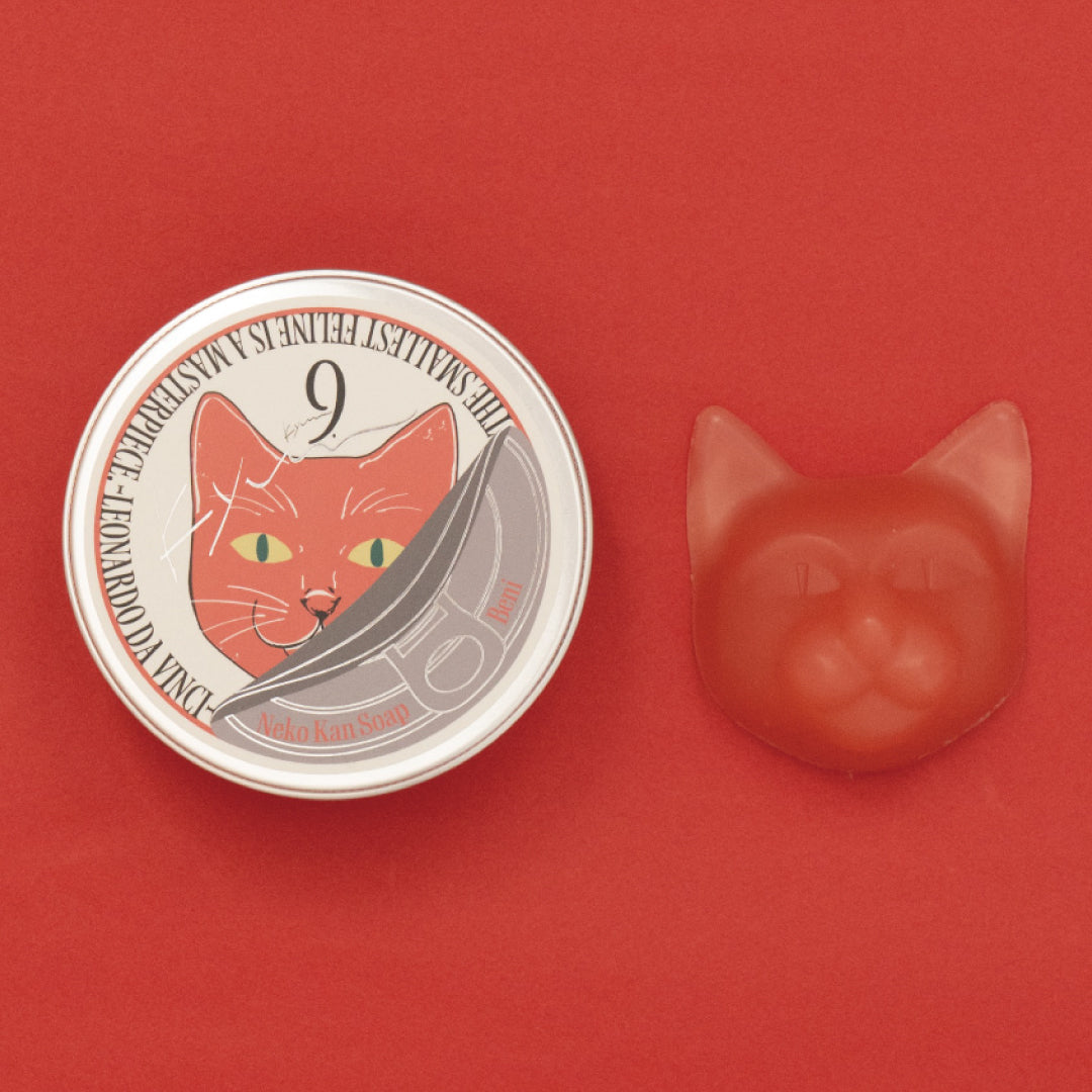 9.kyuu キュウ｜ネコ缶SOAP〜情熱・活力のあるネコ〜数秘No.1 《Beni》｜数秘で選ぶ！全身使える日本製オールインワン石鹸