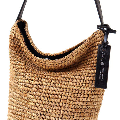 Folna フォルナ｜Raffia ラフィア カゴバッグ ワンハンドル トートバッグ 本革 レザー 経年変化 軽量 肩掛け レディース｜K765023