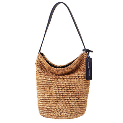 Folna フォルナ｜Raffia ラフィア カゴバッグ ワンハンドル トートバッグ 本革 レザー 経年変化 軽量 肩掛け レディース｜K765023