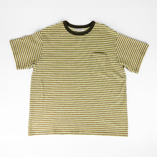 necessary or unnecessary ネセサリーオアアンネセサリー｜BORDER D 綿100% ポケット付き ボーダー Tシャツ 半袖 カットソー 日本製 ユニセックス｜90012317