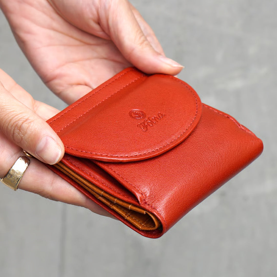 FOLNA フォルナ｜ヌメオイルシュリンク 二つ折り財布 手のひらサイズ 日本製 ボックス型小銭入れ 牛革 フォルナ｜2993801