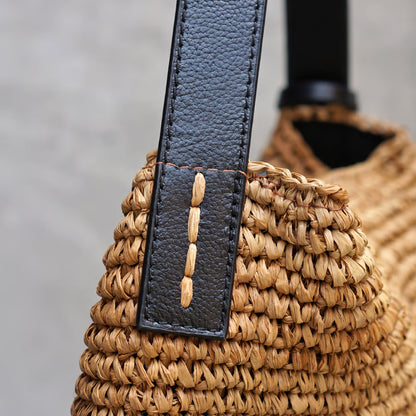 Folna フォルナ｜Raffia ラフィア カゴバッグ ワンハンドル トートバッグ 本革 レザー 経年変化 軽量 肩掛け レディース｜K765023
