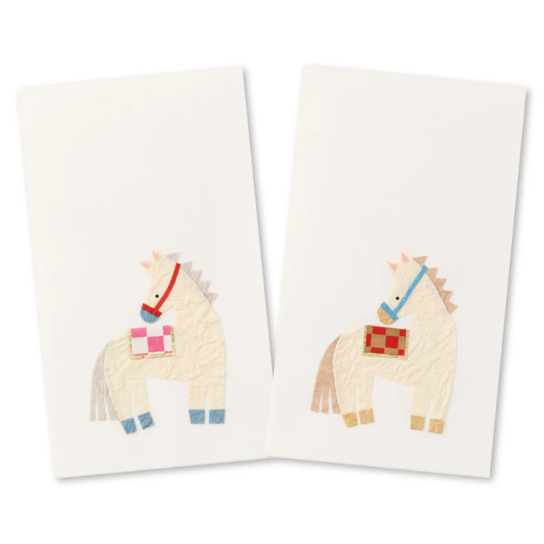 2026お正月飾りご予約商品｜めでたやぽち袋 干支 午（うま）｜お年玉袋 和紙 ミニ封筒 3つ折り 紅白 切り絵 日本製