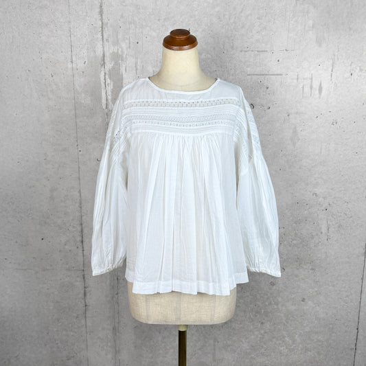 Fanaka ファナカ｜リバーレースピンタックボリュームブラウス 2WAY 前後着用 羽織り インド綿100%｜251-2096