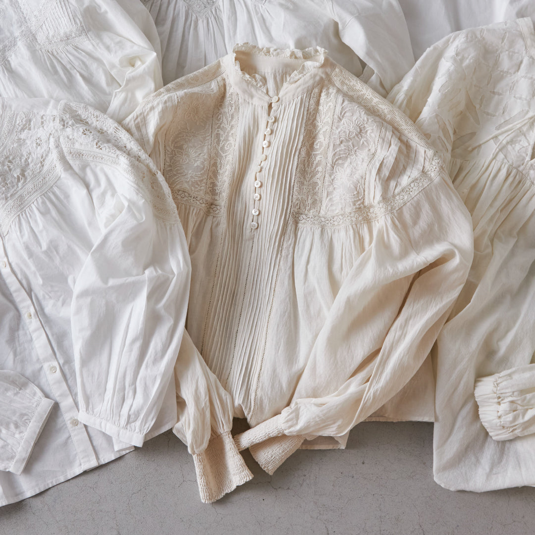 Fanaka ファナカ｜ヨーロピアンヴィンテージ ライクレース ブラウス レーヨン混 3種レース 刺繍ブラウス ｜251-2121