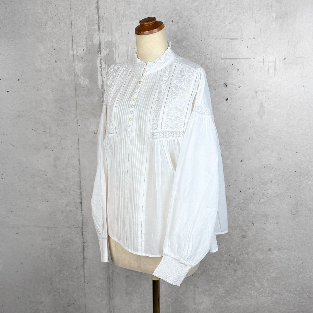 Fanaka ファナカ｜ヨーロピアンヴィンテージ ライクレース ブラウス レーヨン混 3種レース 刺繍ブラウス ｜251-2121