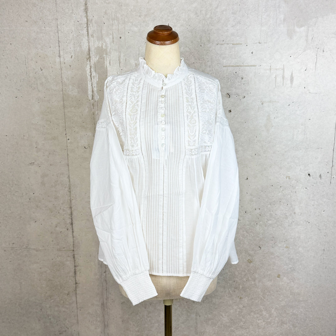 Fanaka ファナカ｜ヨーロピアンヴィンテージ ライクレース ブラウス レーヨン混 3種レース 刺繍ブラウス ｜251-2121