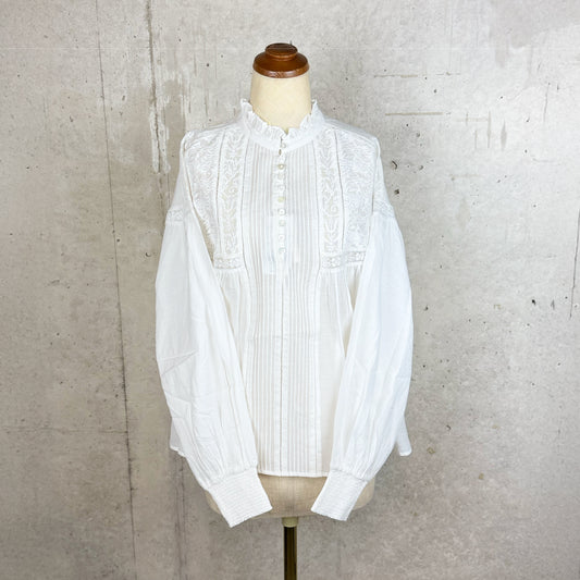 Fanaka ファナカ｜ヨーロピアンヴィンテージ ライクレース ブラウス レーヨン混 3種レース 刺繍ブラウス ｜251-2121