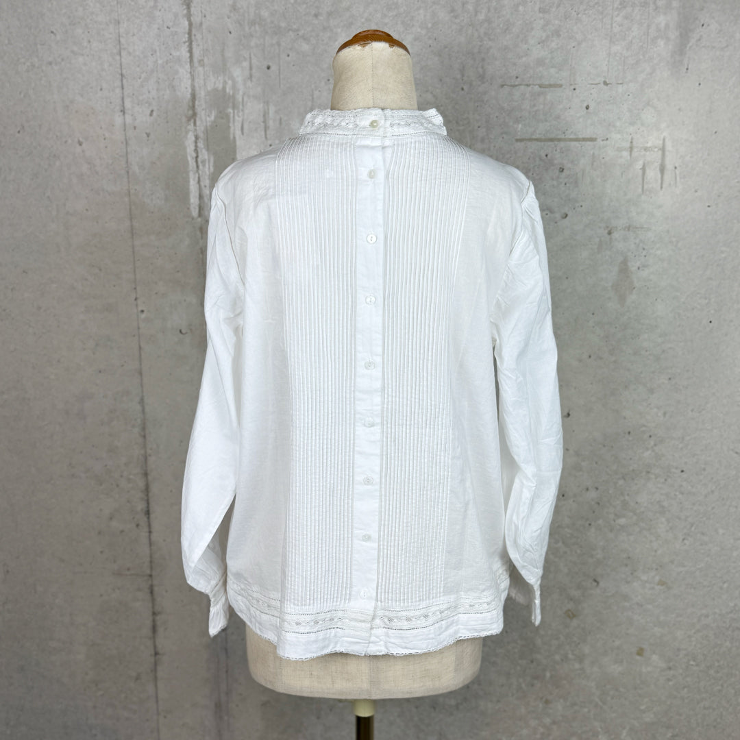 Fanaka ファナカ｜リバーレースピンタック刺繍ブラウス アンティーク風 ハンド刺繍 スカラップ ｜232-2305