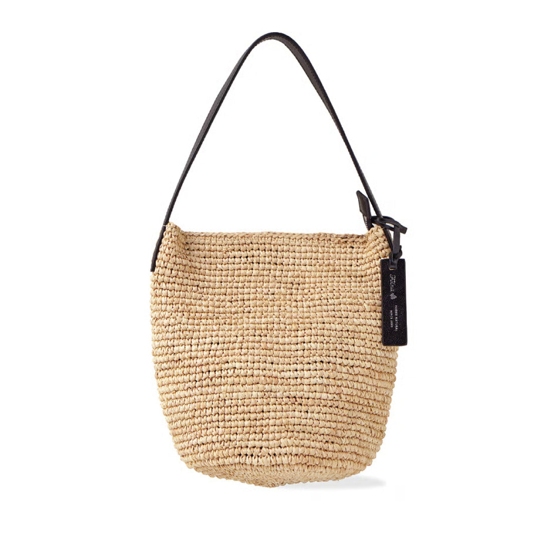 Folna フォルナ｜Raffia ラフィア カゴバッグ ワンハンドル トートバッグ 本革 レザー 経年変化 軽量 肩掛け レディース｜K765023
