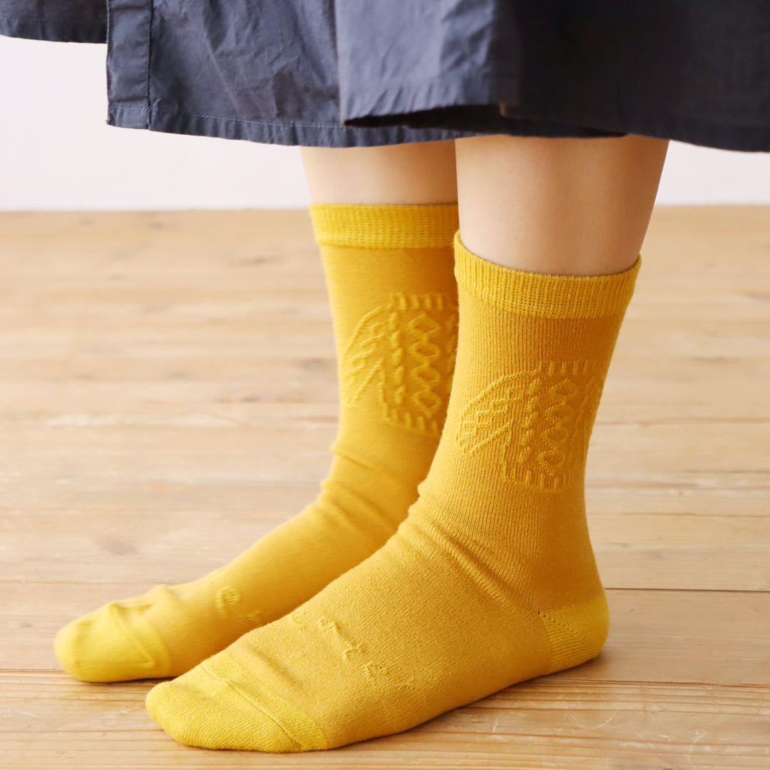 KIVISDOU きびす堂｜2足組 ウール混クルーソックス｜立体的な編み物柄で足元を彩るデザイン靴下｜k41046