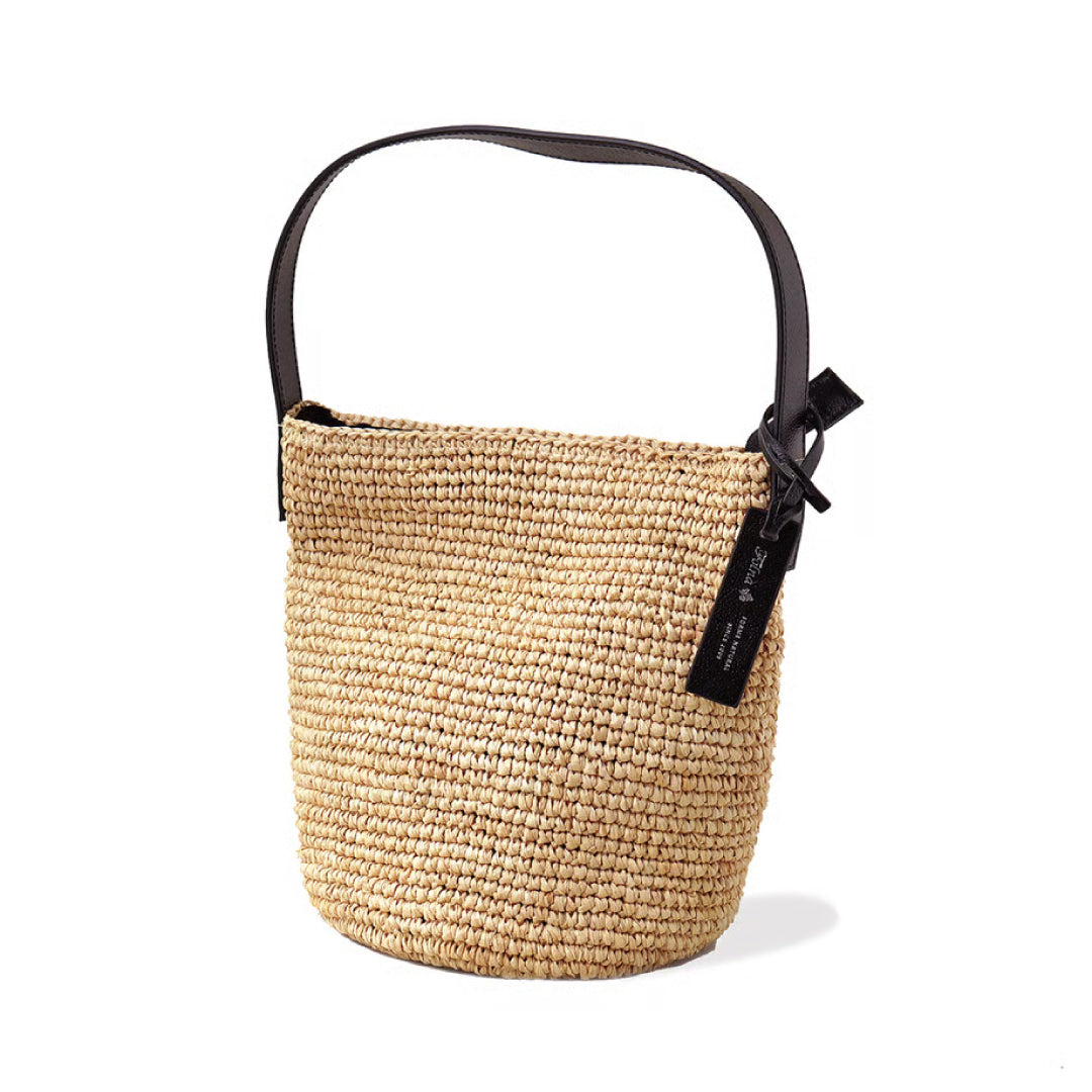 Folna フォルナ｜Raffia ラフィア カゴバッグ ワンハンドル トートバッグ 本革 レザー 経年変化 軽量 肩掛け レディース｜K765023