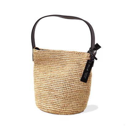 Folna フォルナ｜Raffia ラフィア カゴバッグ ワンハンドル トートバッグ 本革 レザー 経年変化 軽量 肩掛け レディース｜K765023