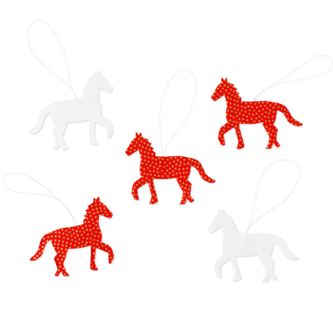 2026お正月飾りご予約商品｜medetaya modern｜つるしかざり うま 金・赤 5枚セット｜モダンなお正月飾り・クリスマス飾り 手作りキット｜636000173、636000174