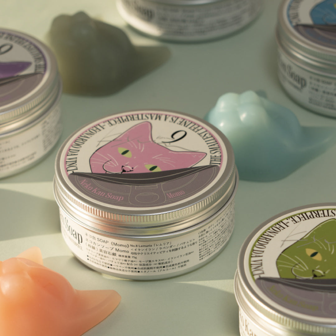 9.kyuu キュウ｜ネコ缶SOAP〜自由でお茶目なネコ〜 数秘No.3《Ki》｜数秘で選ぶ！全身使える日本製オールインワン石鹸