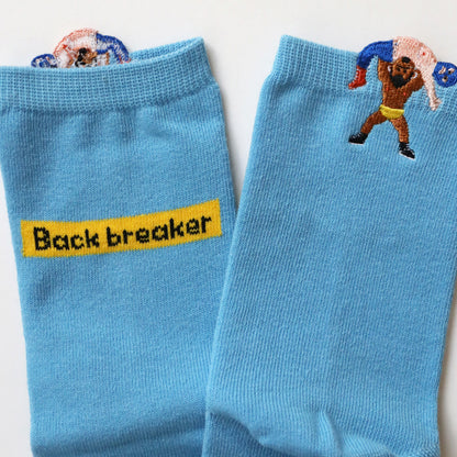 KIVISDOU きびす堂｜【２足組】プロレス はみ出し刺繍 ショートソックス  靴下 個性的 ユニーク 春夏｜k31142