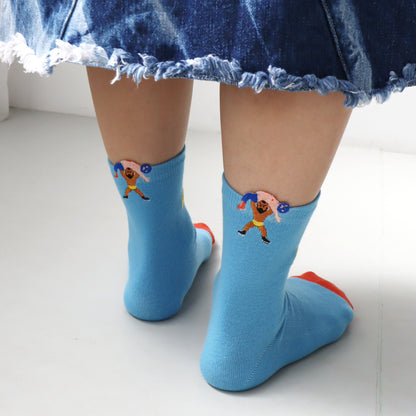 KIVISDOU きびす堂｜【２足組】プロレス はみ出し刺繍 ショートソックス  靴下 個性的 ユニーク 春夏｜k31142