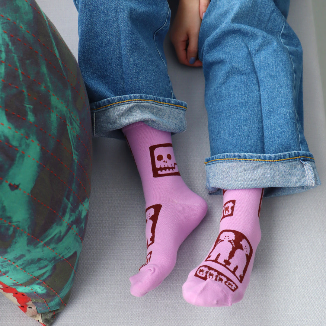 KIVISDOU きびす堂｜【2足組】RAKUGAKI クルーソックス 靴下 レディース  個性的 ｜k41166