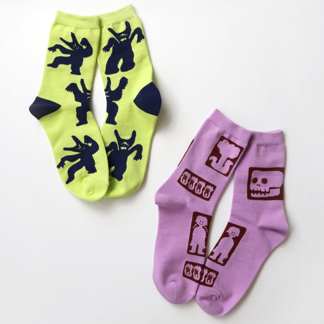 KIVISDOU きびす堂｜【2足組】RAKUGAKI クルーソックス 靴下 レディース  個性的 ｜k41166