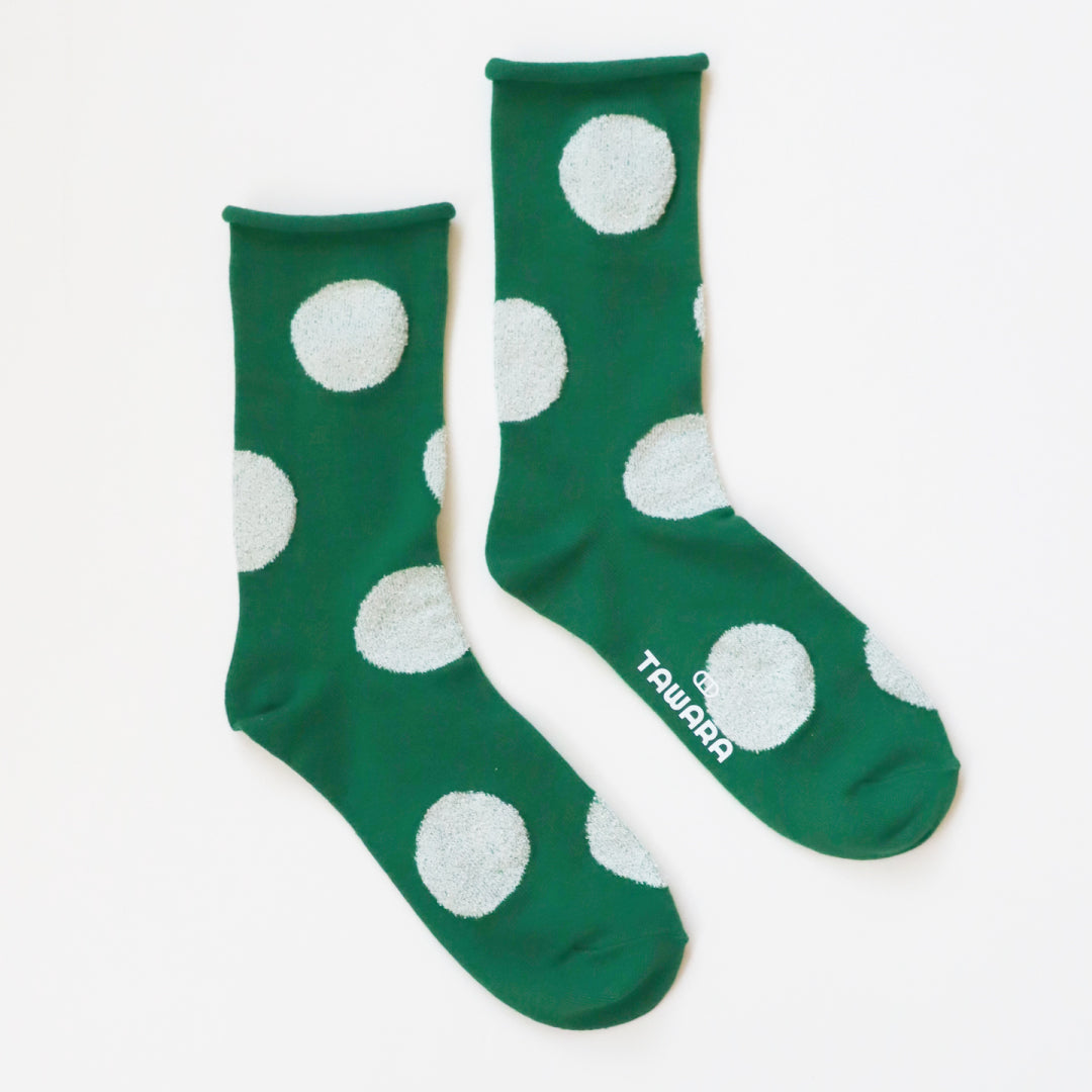 TAWARA タワラ｜デイリードット クルーソックス 靴下 レディース ドット柄 水玉 ロールアップ 締め付けない｜t41176