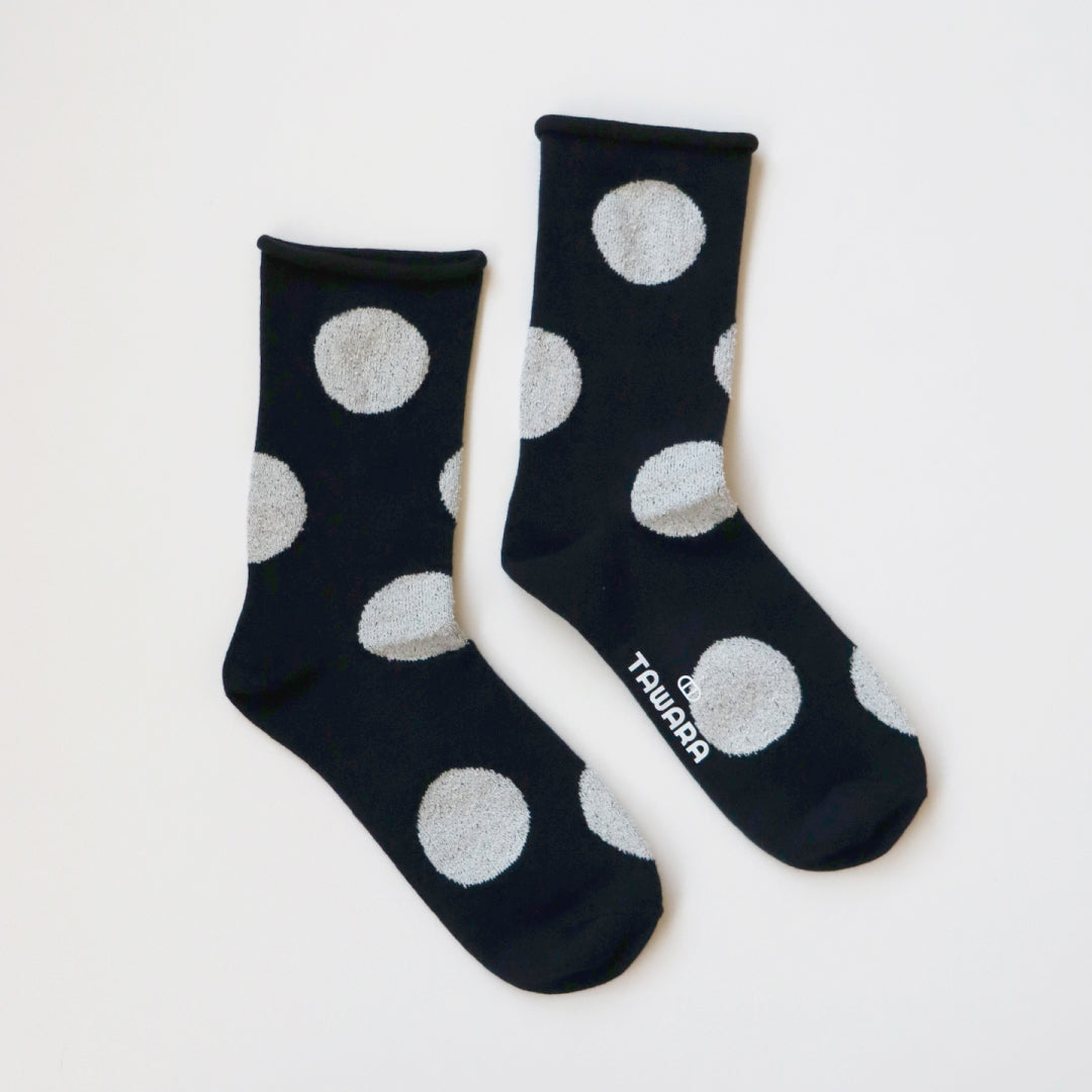 TAWARA タワラ｜デイリードット クルーソックス 靴下 レディース ドット柄 水玉 ロールアップ 締め付けない｜t41176