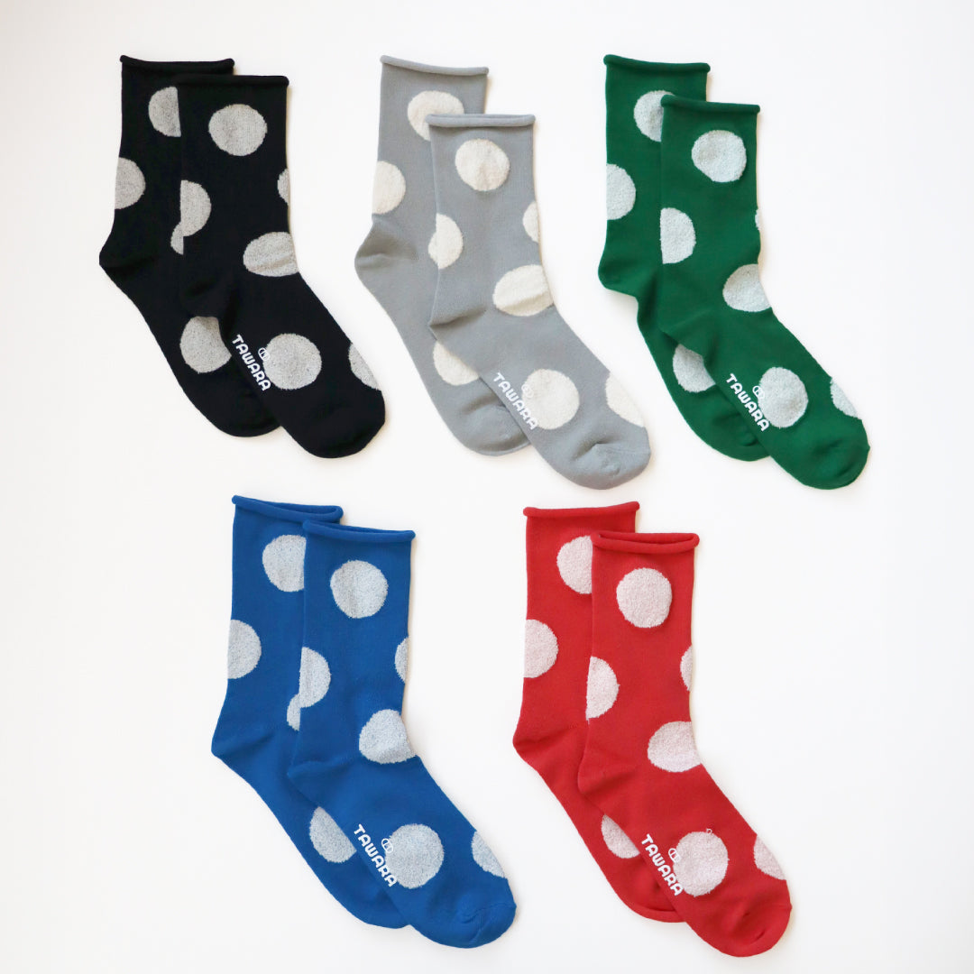 TAWARA タワラ｜デイリードット クルーソックス 靴下 レディース ドット柄 水玉 ロールアップ 締め付けない｜t41176