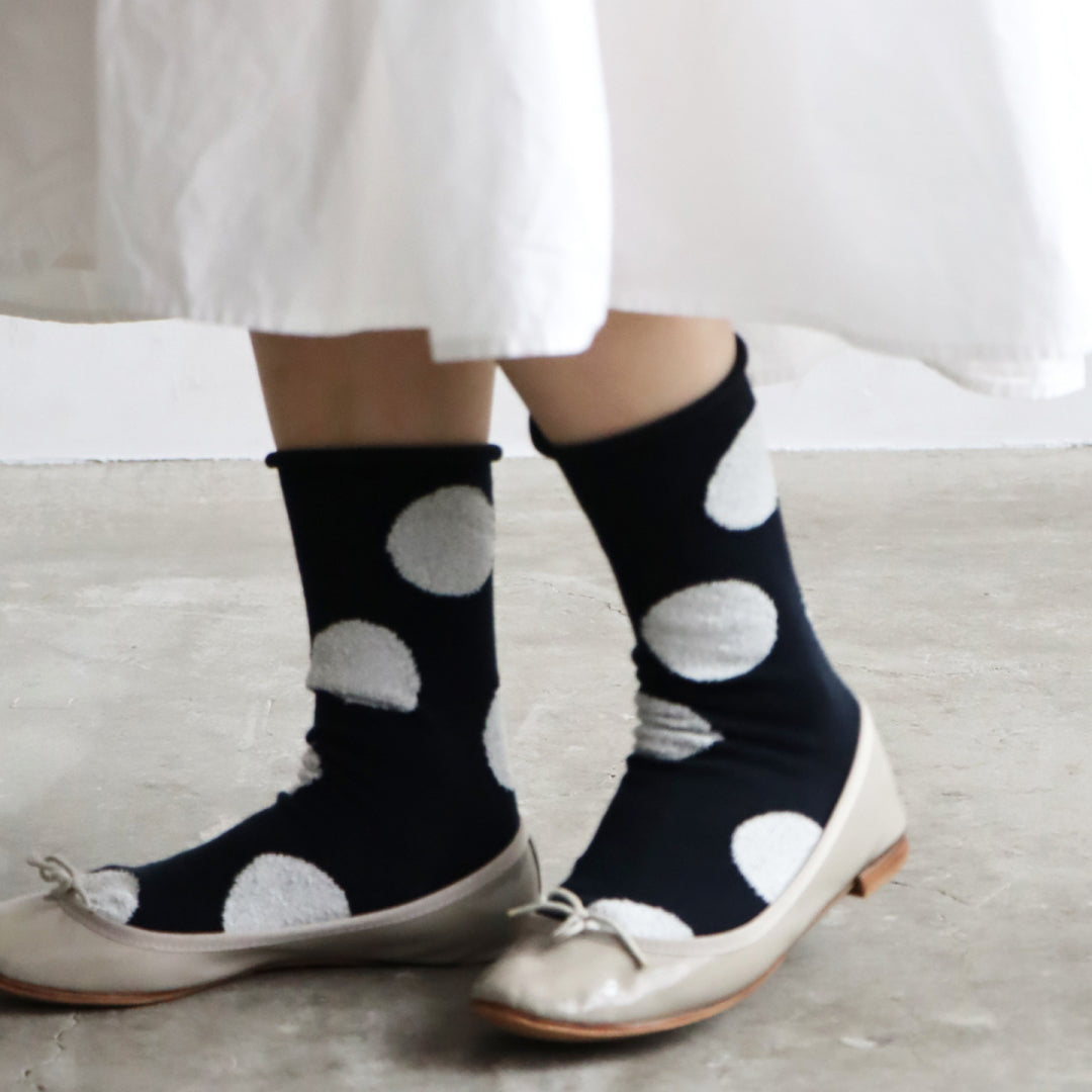 TAWARA タワラ｜デイリードット クルーソックス 靴下 レディース ドット柄 水玉 ロールアップ 締め付けない｜t41176